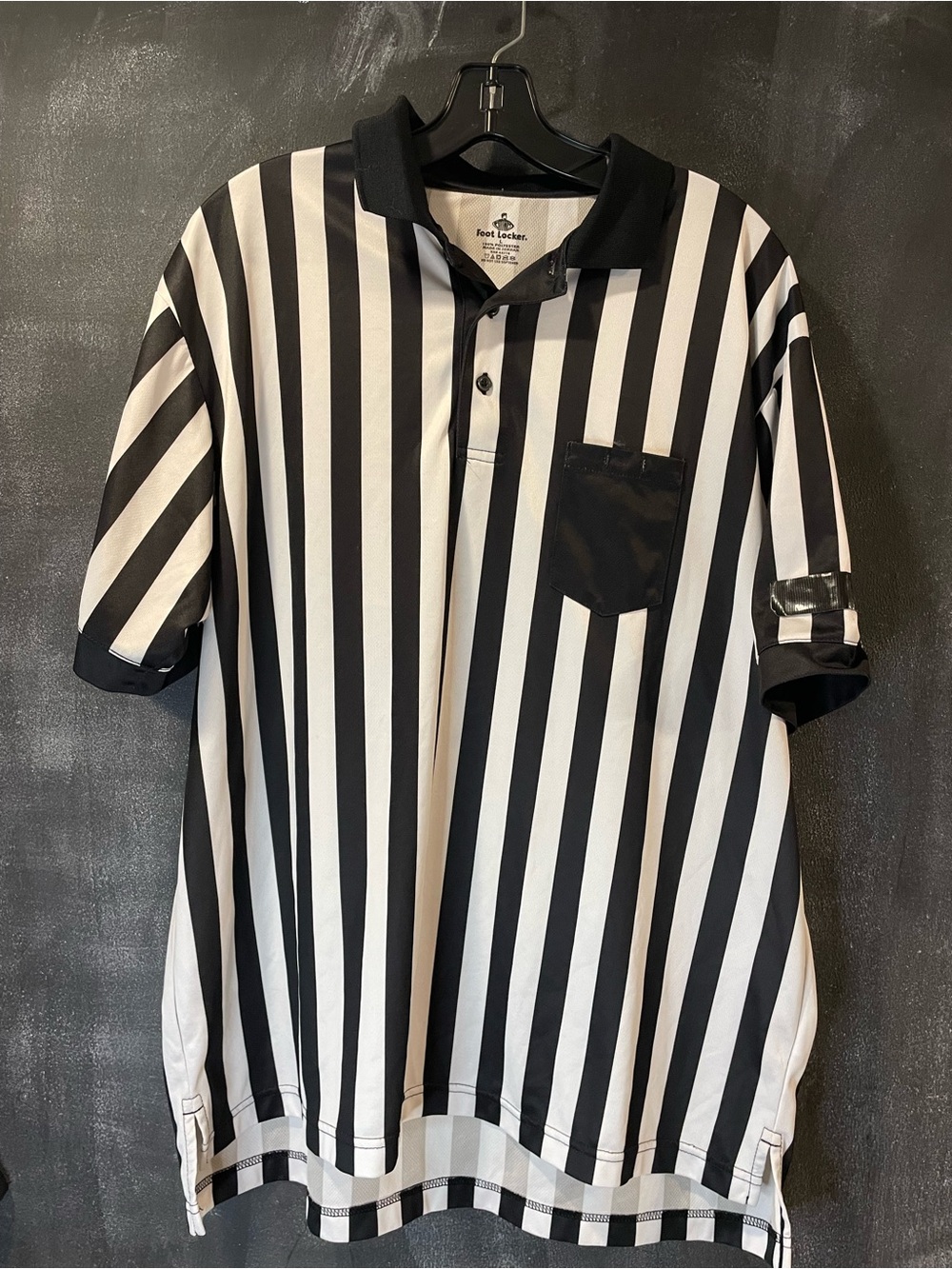 Foot Locker Referee Shirt Mens L Black White Striped Halloween Costume